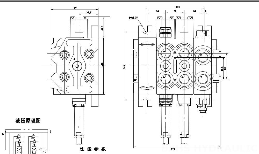 DCV60 Kabel 3 spolar Sektionsstyrvventil drawing image