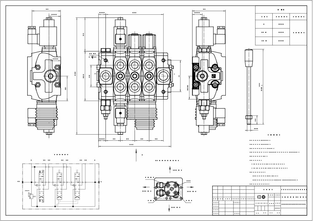 SD8 Solenoid och Joystick 3 spolar Sektionsstyrvventil drawing image