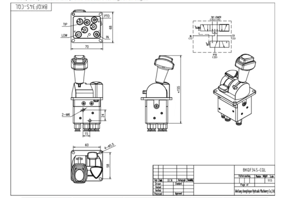 BKQF34S-CQL Pneumatisk 1 spole Pneumatisk styrventil drawing image