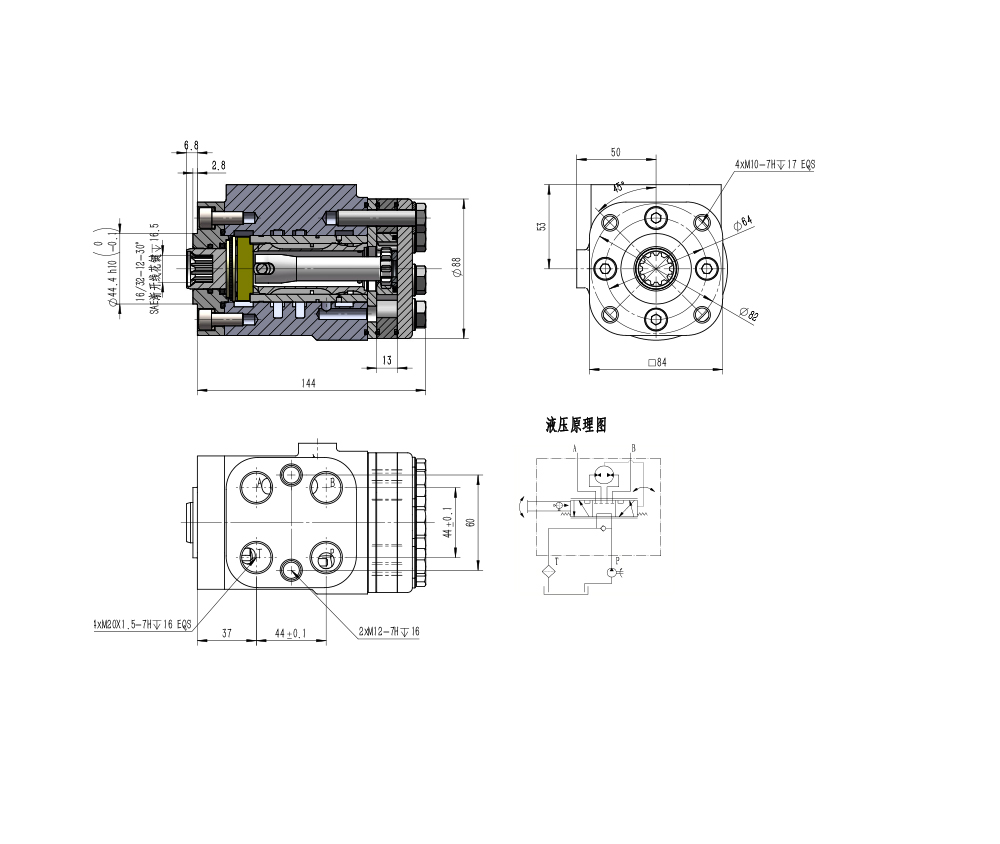 BZZ1-E100B 100 ml/varv 7,5 L/min Styrenhet drawing image