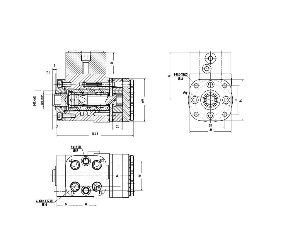 BZZ1-E160B 160 ml/varv 12 L/min Styrenhet drawing image