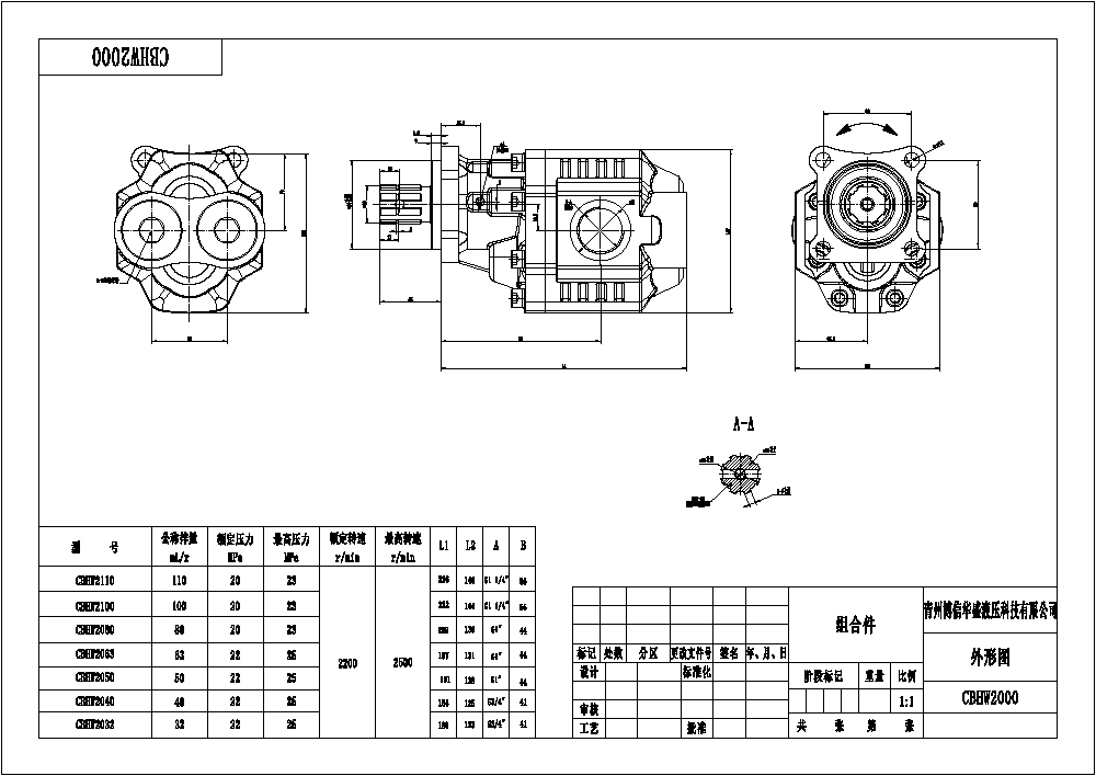 CBHST1-ISO-63-X 63 cm³/varv Hydraulisk kugghjulspump drawing image