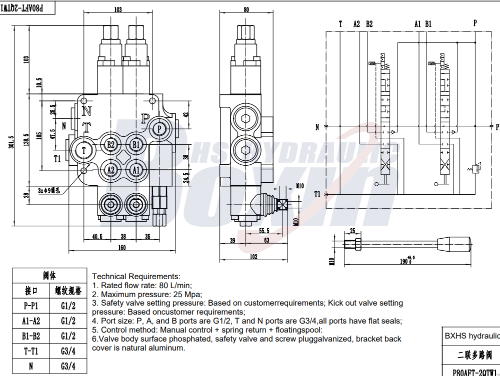 Bulk Supply P80AFT-2QTW1 Monoblock Directional Valve Directly from Factory drawing image