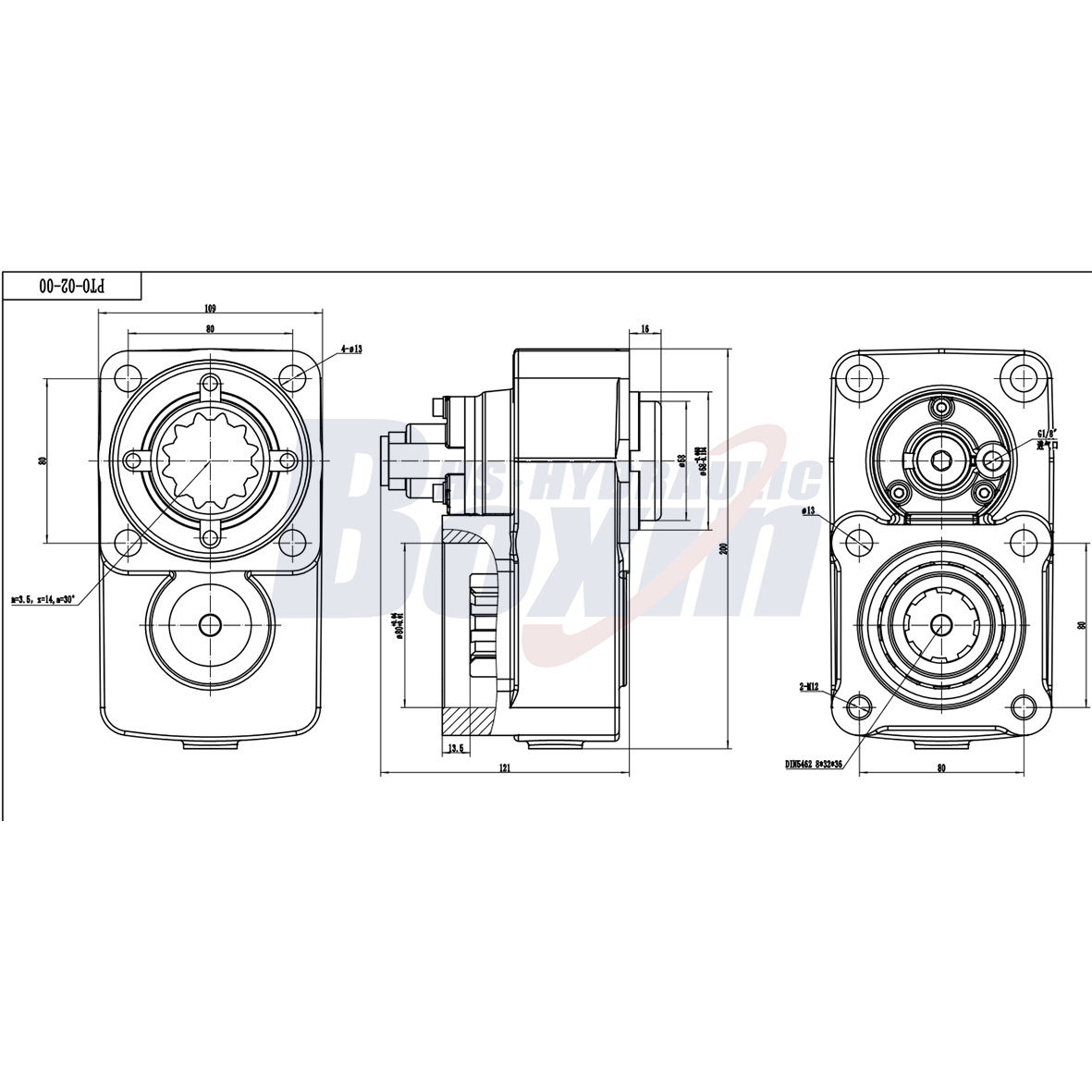 High Torque PTO-03 284Nm Power Take Off Gearbox drawing image