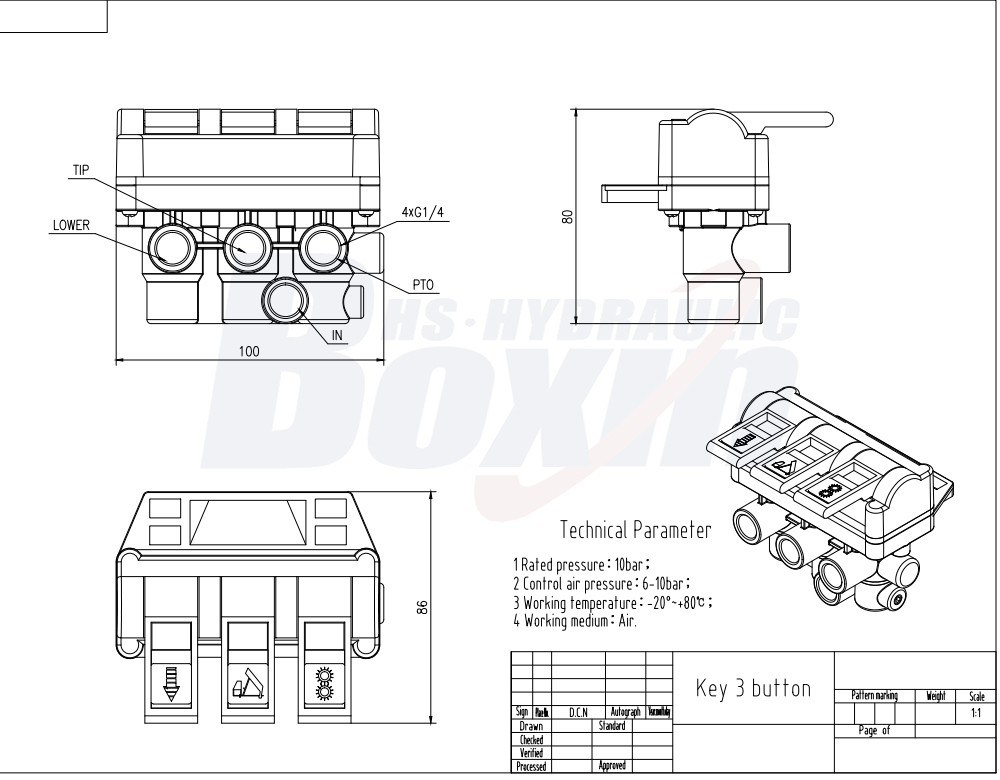 Manufacturer of Pneumatic 1 Spool Hydraulic Control Valves: Wholesale & Customization Available drawing image