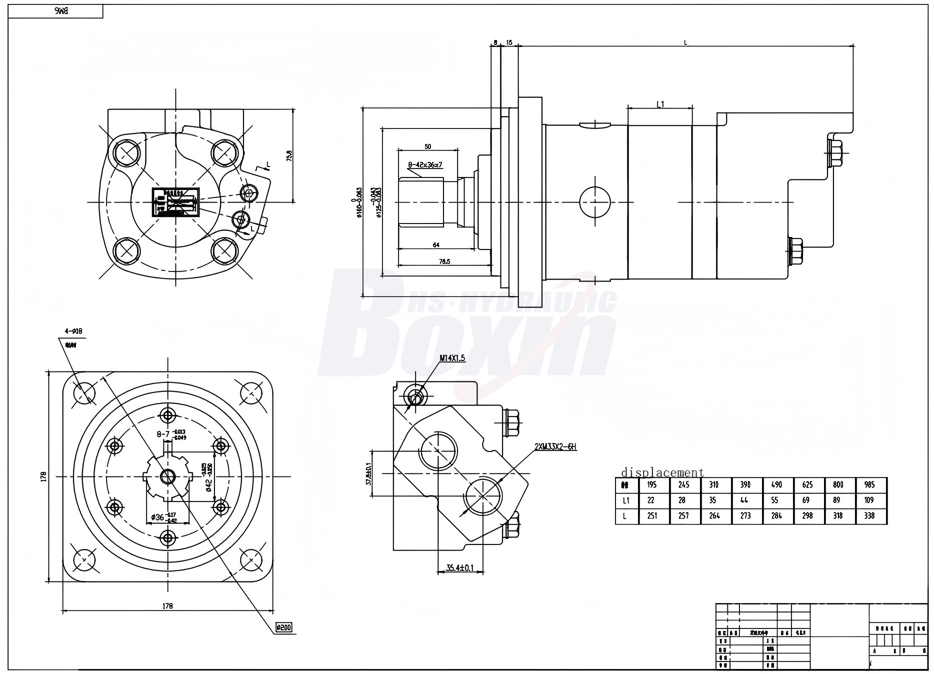BM6 Cykloid Hydraulisk Motor-2 245 cc/r 150 L/min Hydraulmotor drawing image