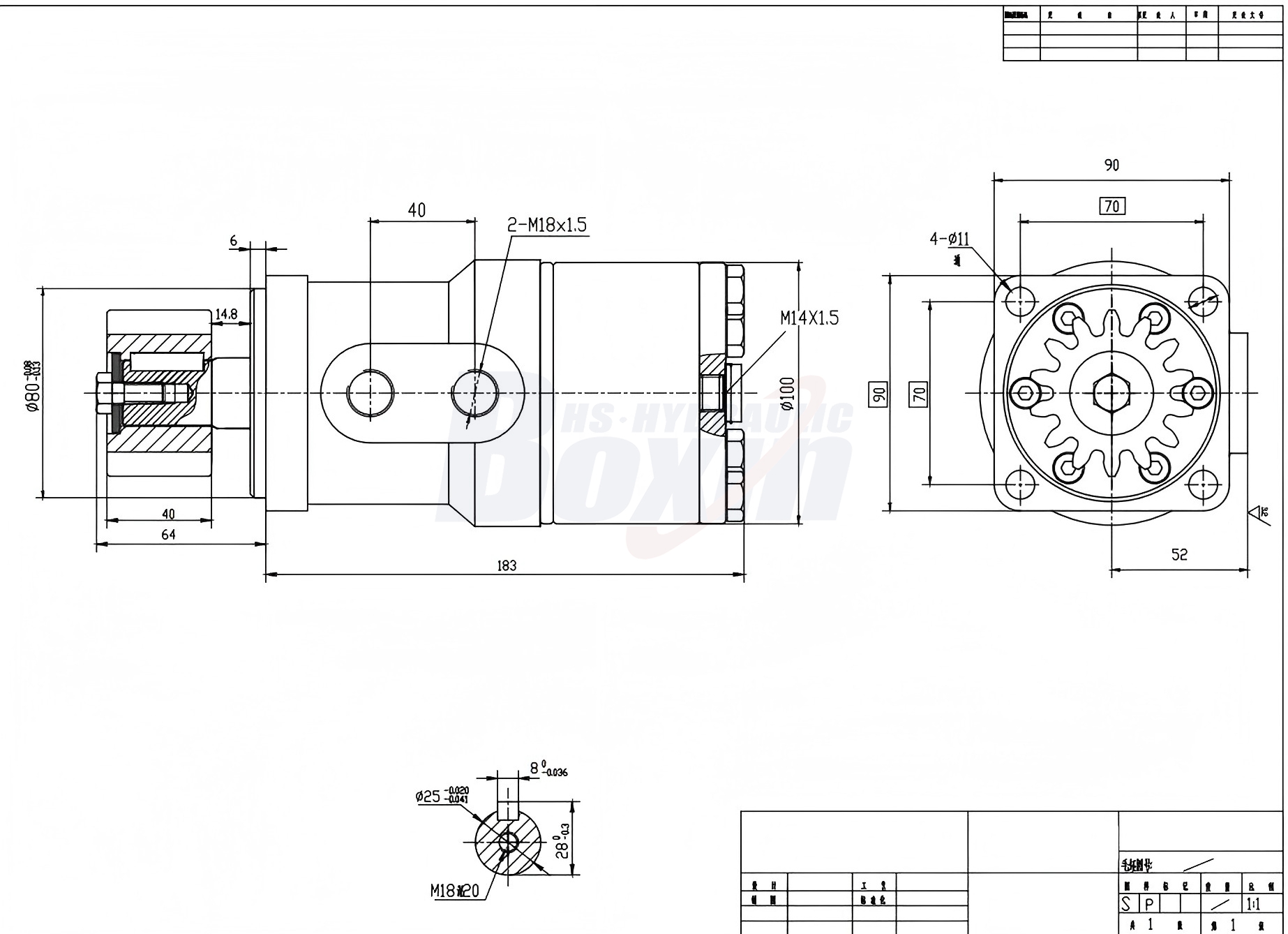 BMR_Cykloid Hydraulmotor-2 63 cc/r 53 L/min Hydraulmotor drawing image